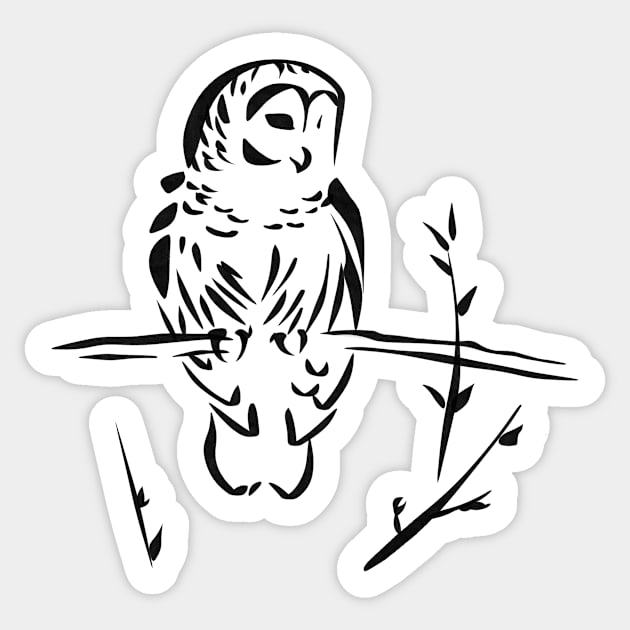 Barred Owl Ink Sticker by Griffelkinn